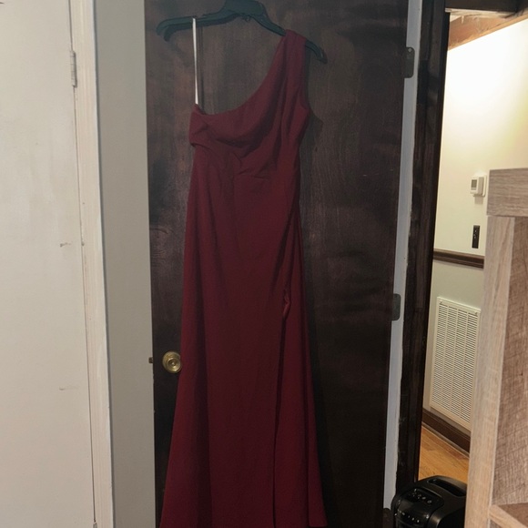 Lulus Enchanted Energy Burgundy One-Shoulder Maxi Dress - Picture 2 of 3